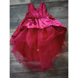 Red Satin & Lace Dress Girls Size US Size 1-2 yrs. China Size 80